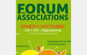Forum des Associations Samedi 5 Septembre de 11h à 17h.